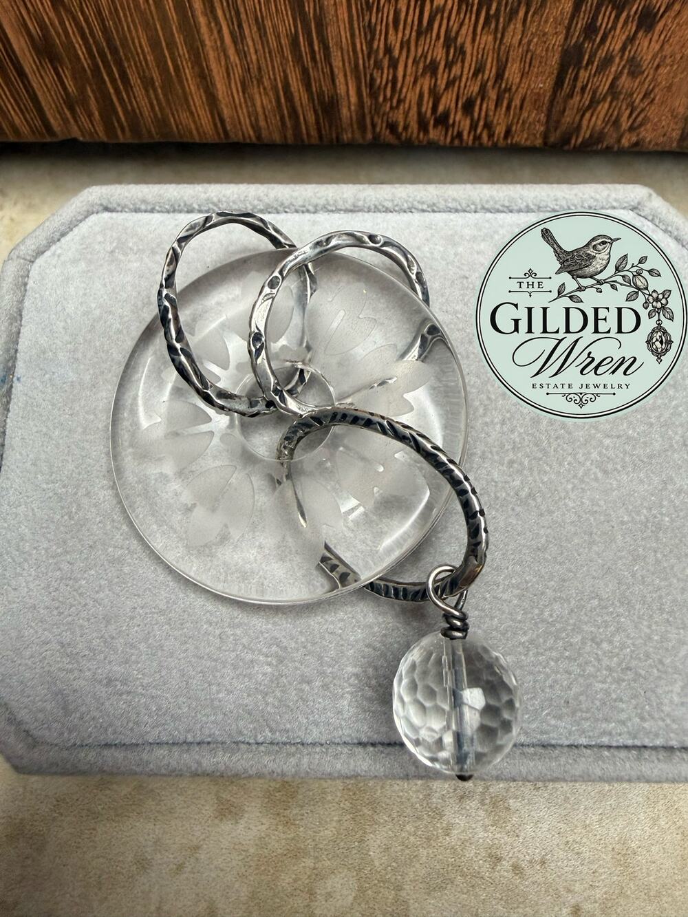 Silpada S1954 Sterling Silver Etched Glass Donut Pendant